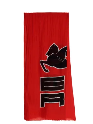 Etro Logo Print Frayed Edge Scarf