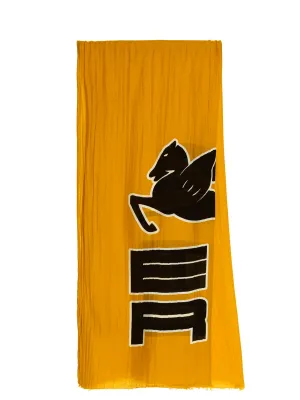 Etro Logo Print Frayed Edge Scarf