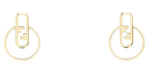 Fendi FF Logo Plaque Hoop Earrings