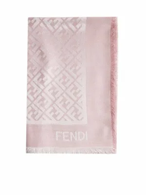 Fendi FF Logo Printed Fringe Detailed Scarf