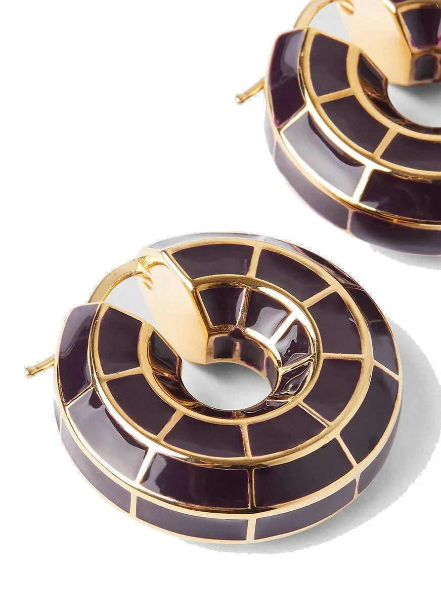 Jil Sander Mosaic Logo Engraved Hoop Earrings
