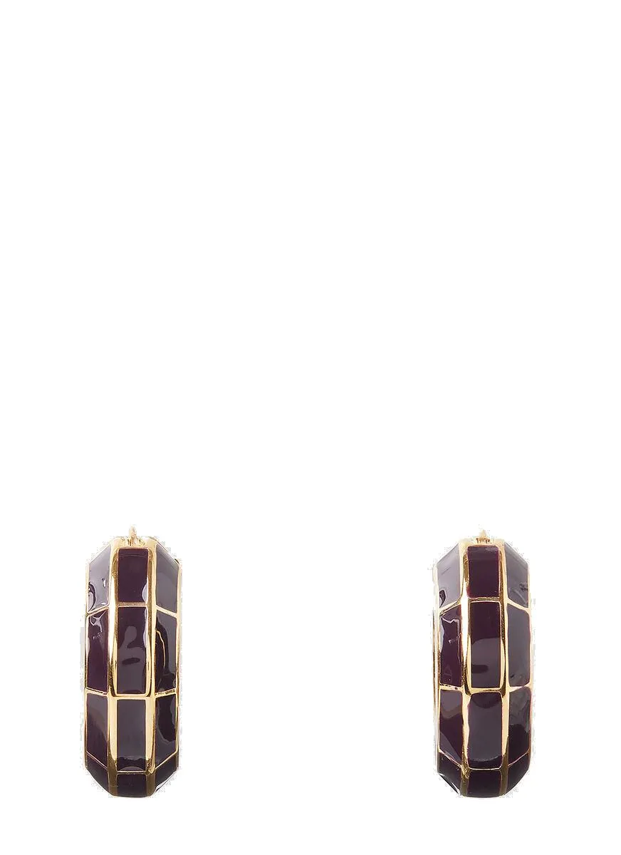 Jil Sander Mosaic Logo Engraved Hoop Earrings