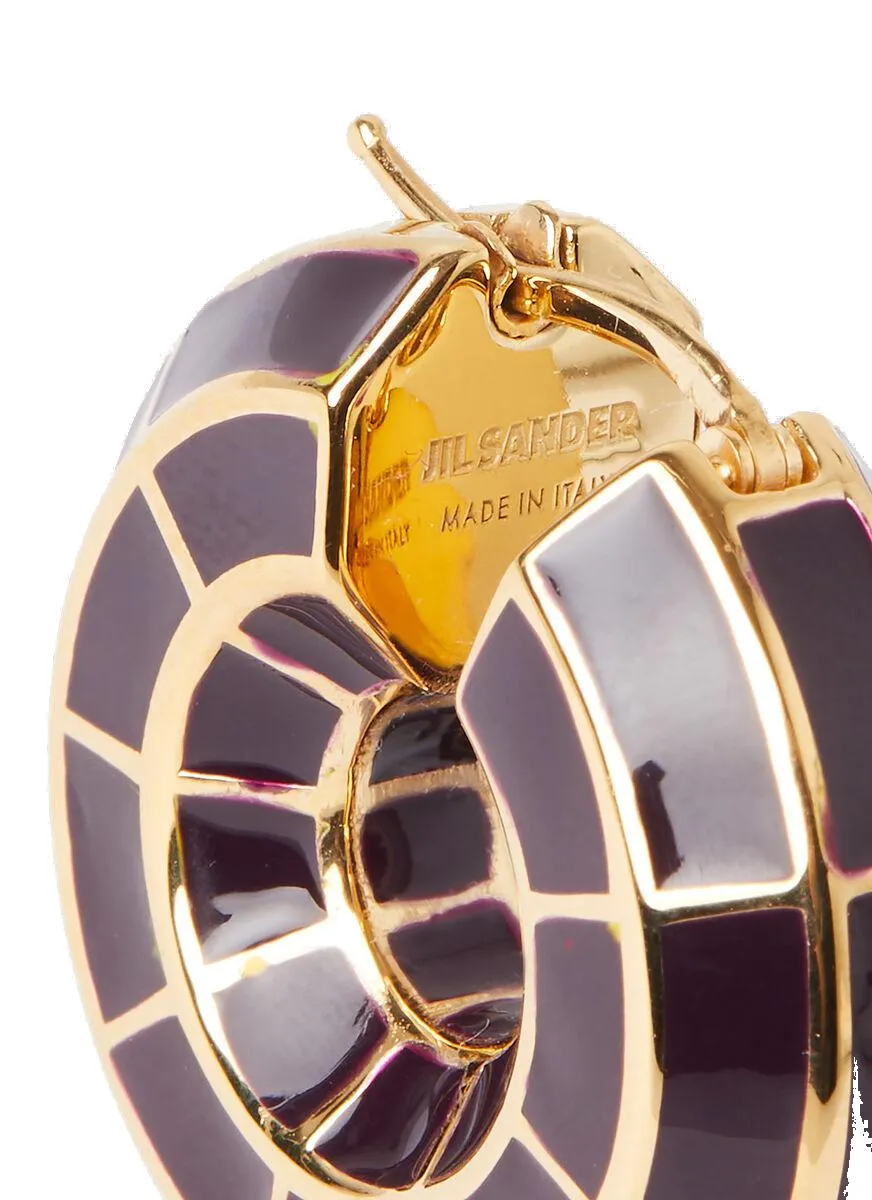 Jil Sander Mosaic Logo Engraved Hoop Earrings