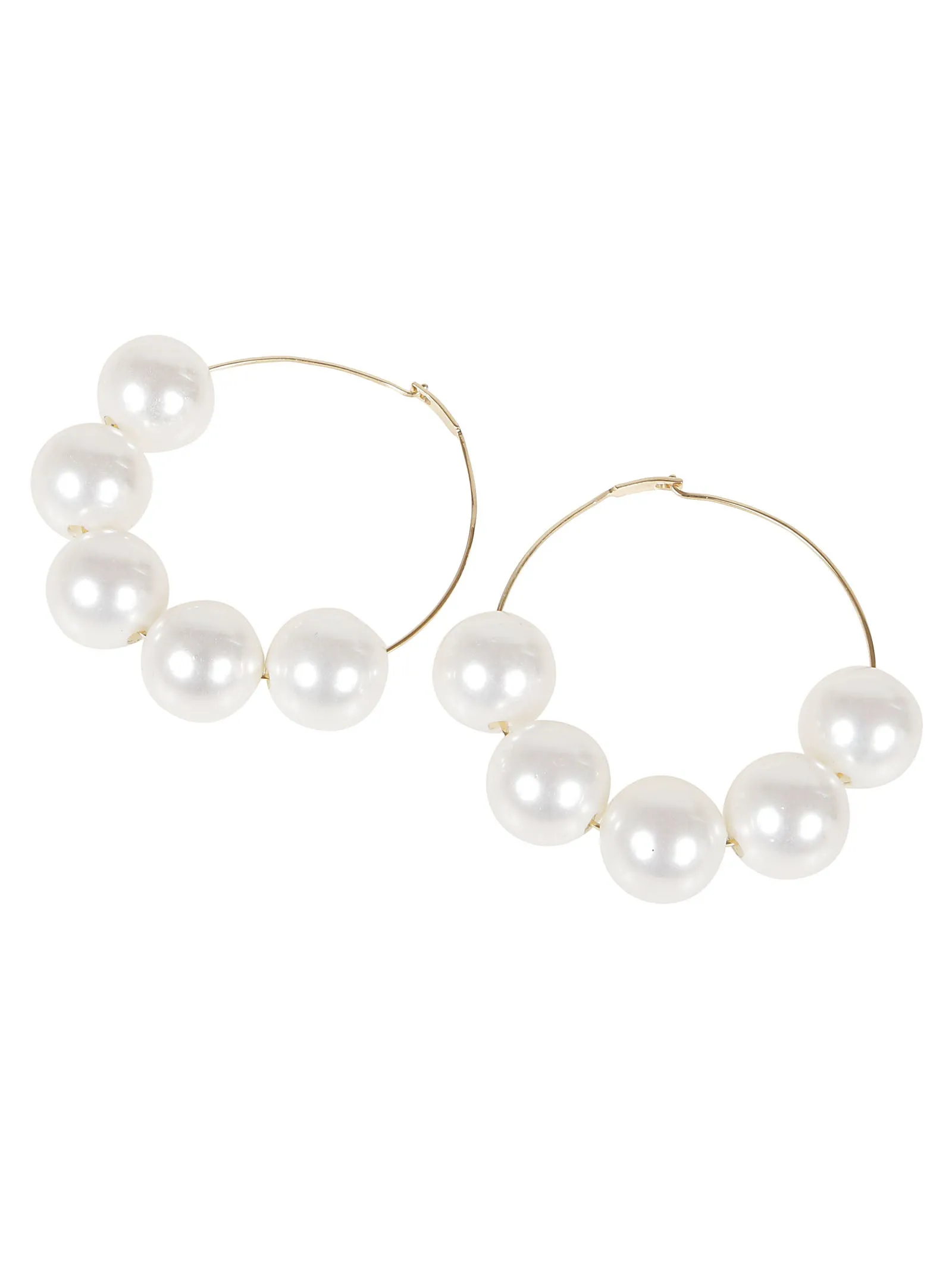 Jil Sander Pearl-Embellished Large Hoop Earrings