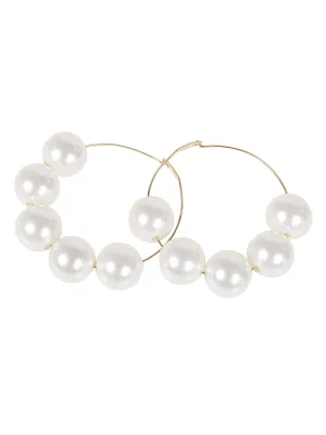 Jil Sander Pearl-Embellished Large Hoop Earrings