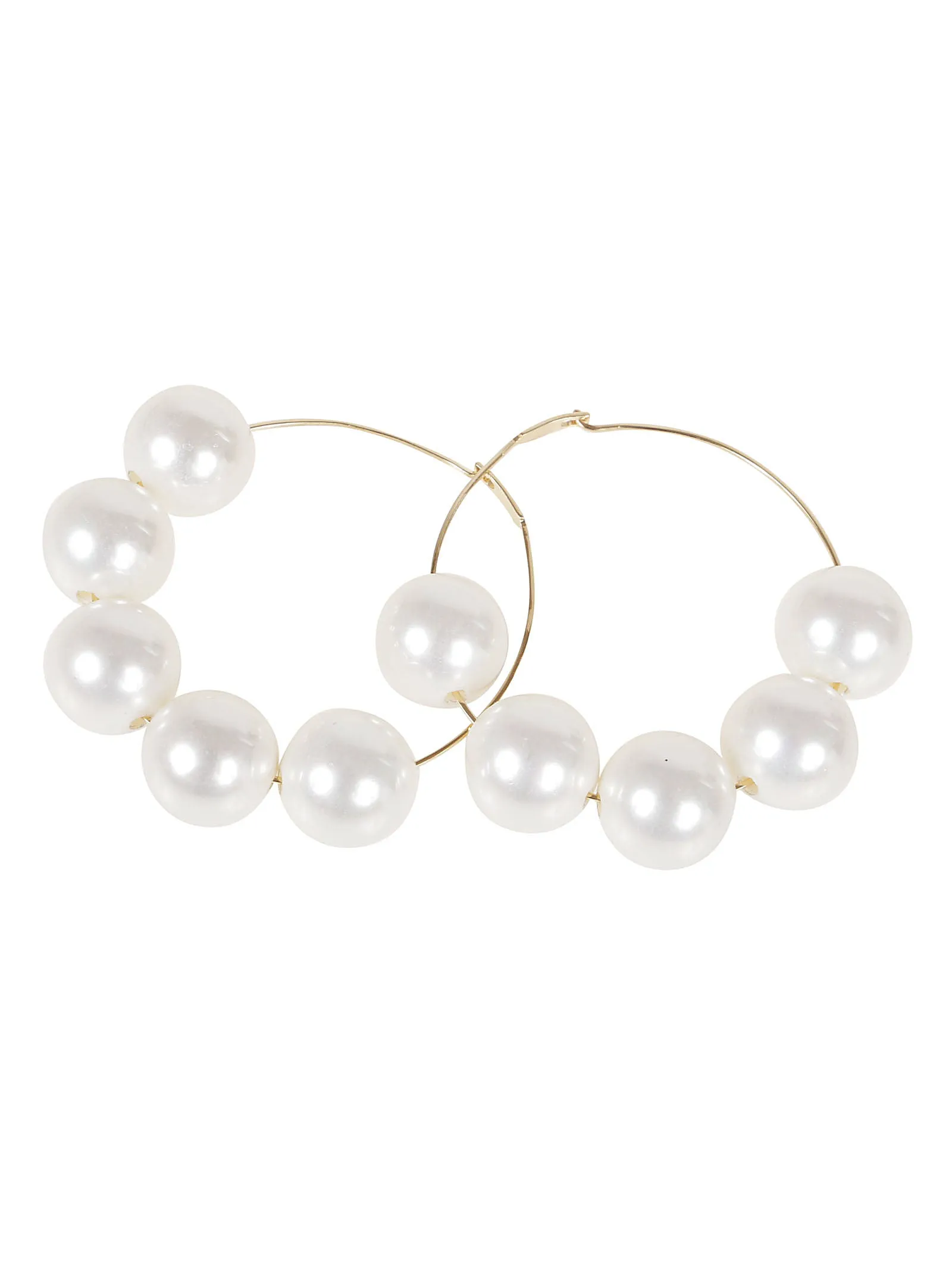 Jil Sander Pearl-Embellished Large Hoop Earrings