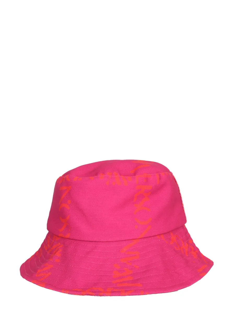 JW Anderson Asymmetric Logo Printed Drawstring Bucket Hat