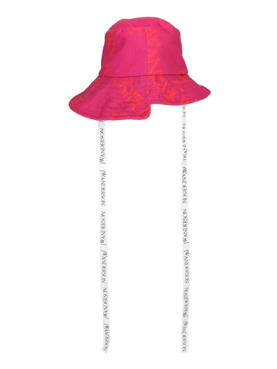 JW Anderson Asymmetric Logo Printed Drawstring Bucket Hat