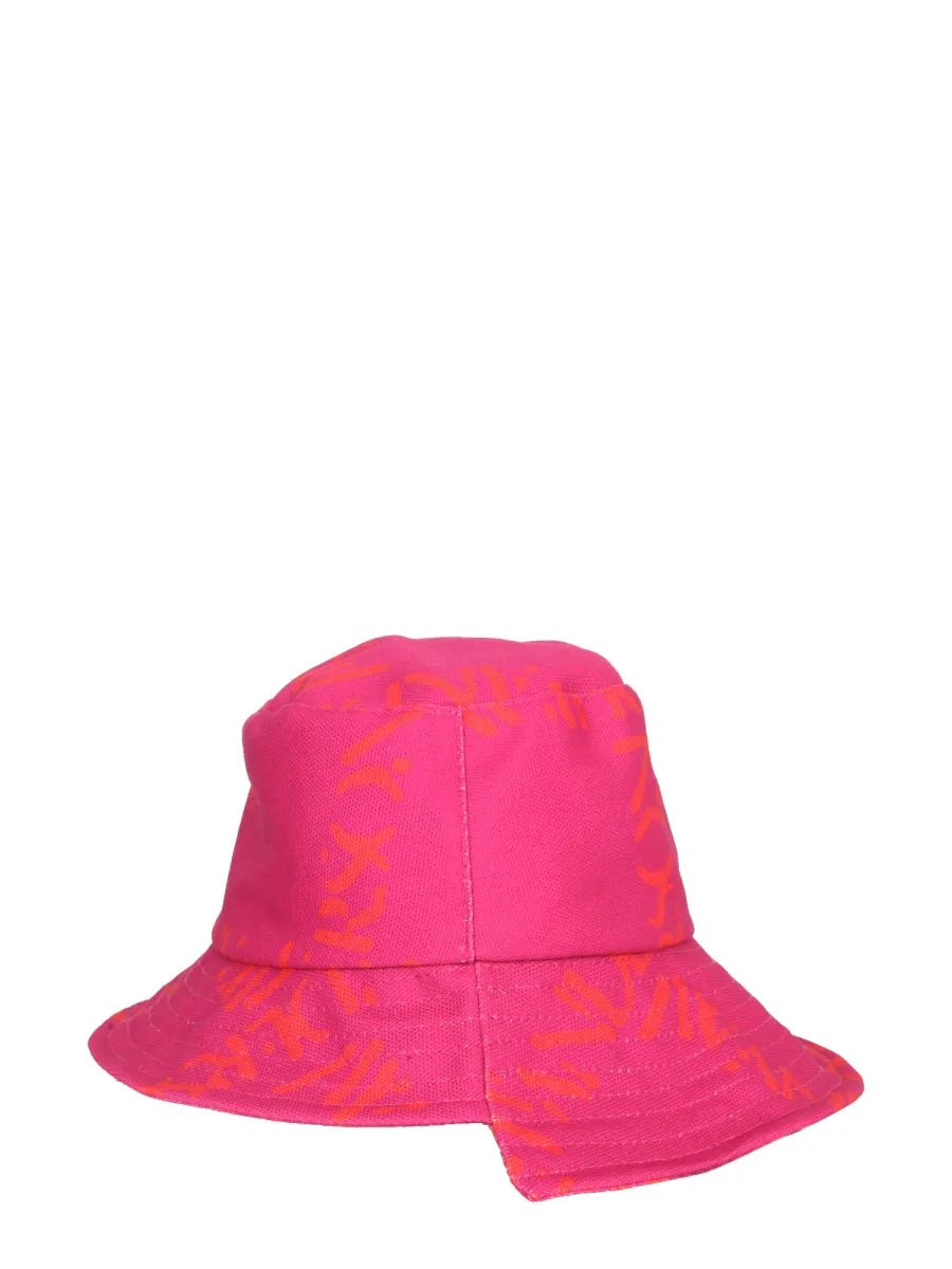 JW Anderson Asymmetric Logo Printed Drawstring Bucket Hat
