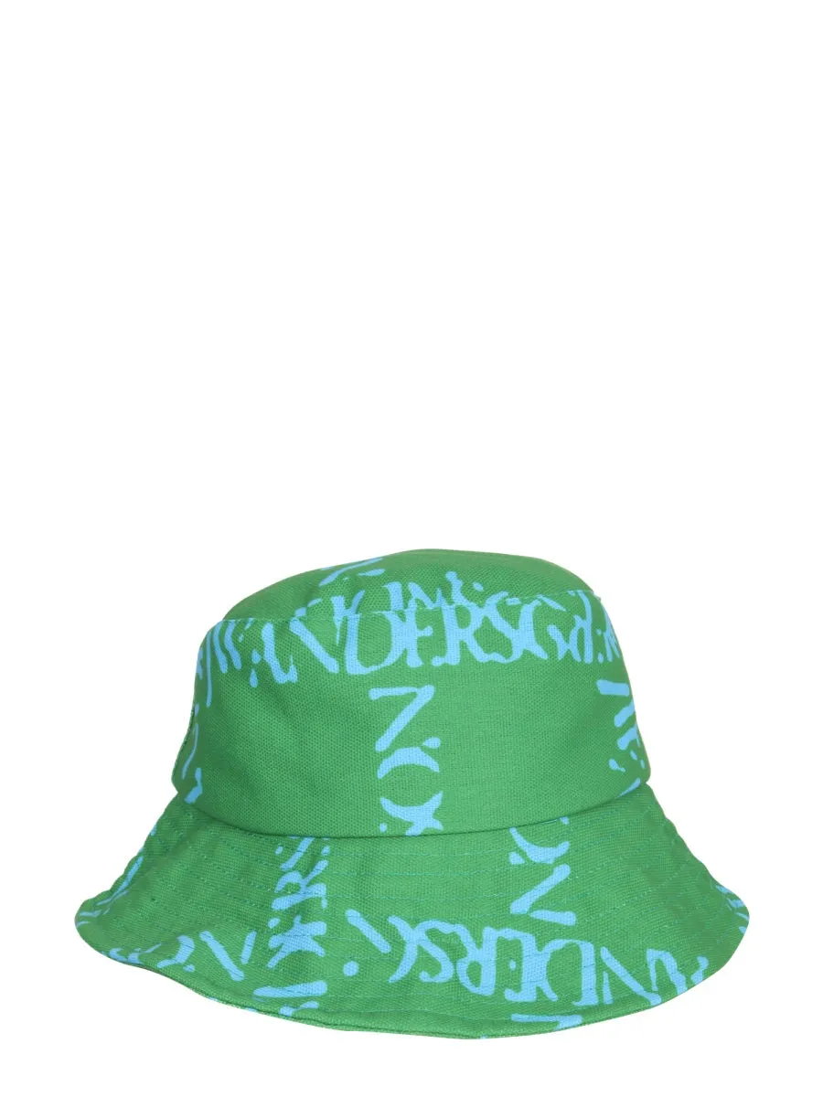 JW Anderson Asymmetric Logo Printed Drawstring Bucket Hat