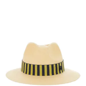 Maison Michel Rico Striped Trim Hat