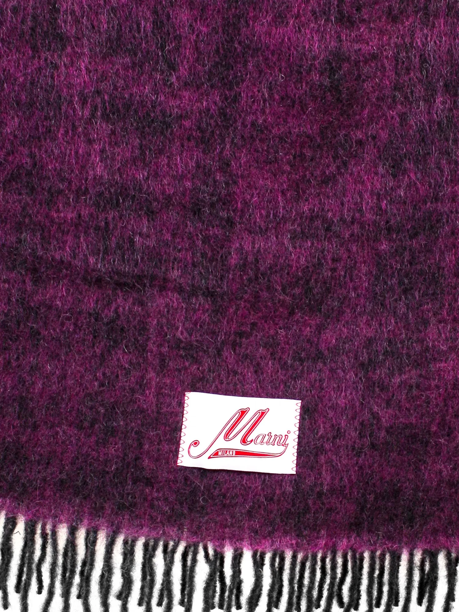 Marni Logo Patch Fringed Scarf