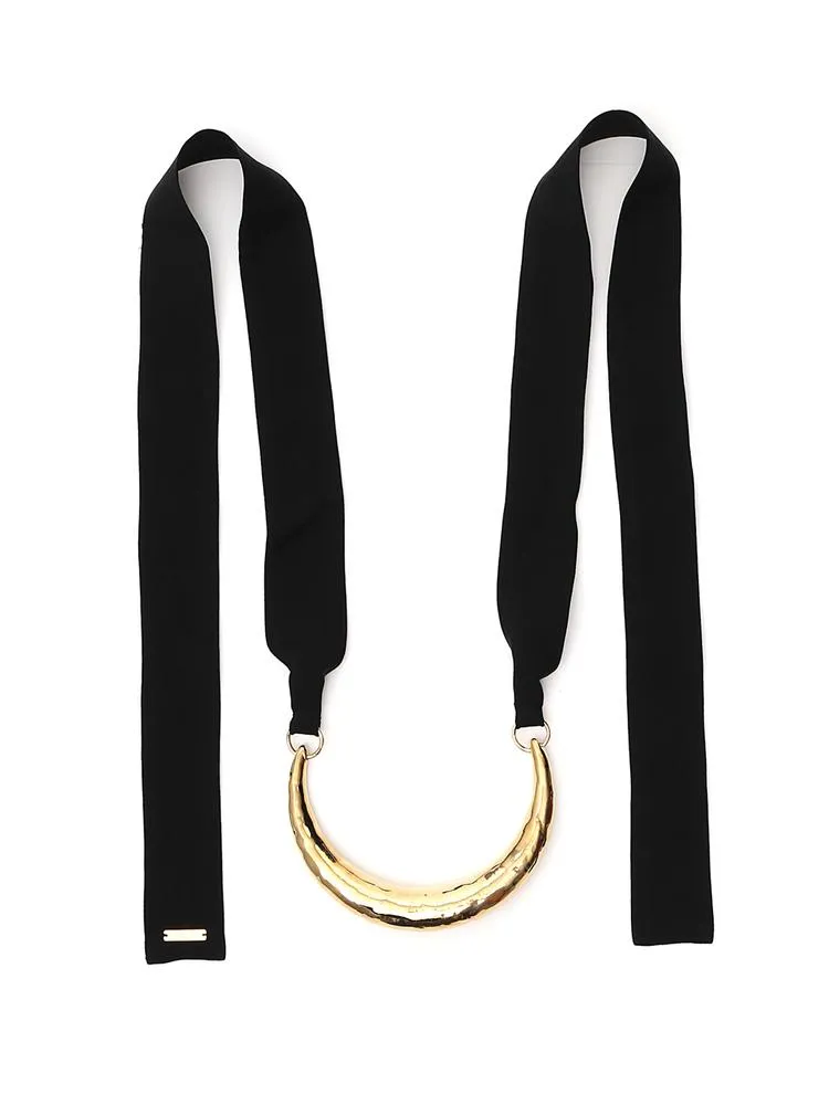 Marni Ribbon Tie Metal Choker Necklace