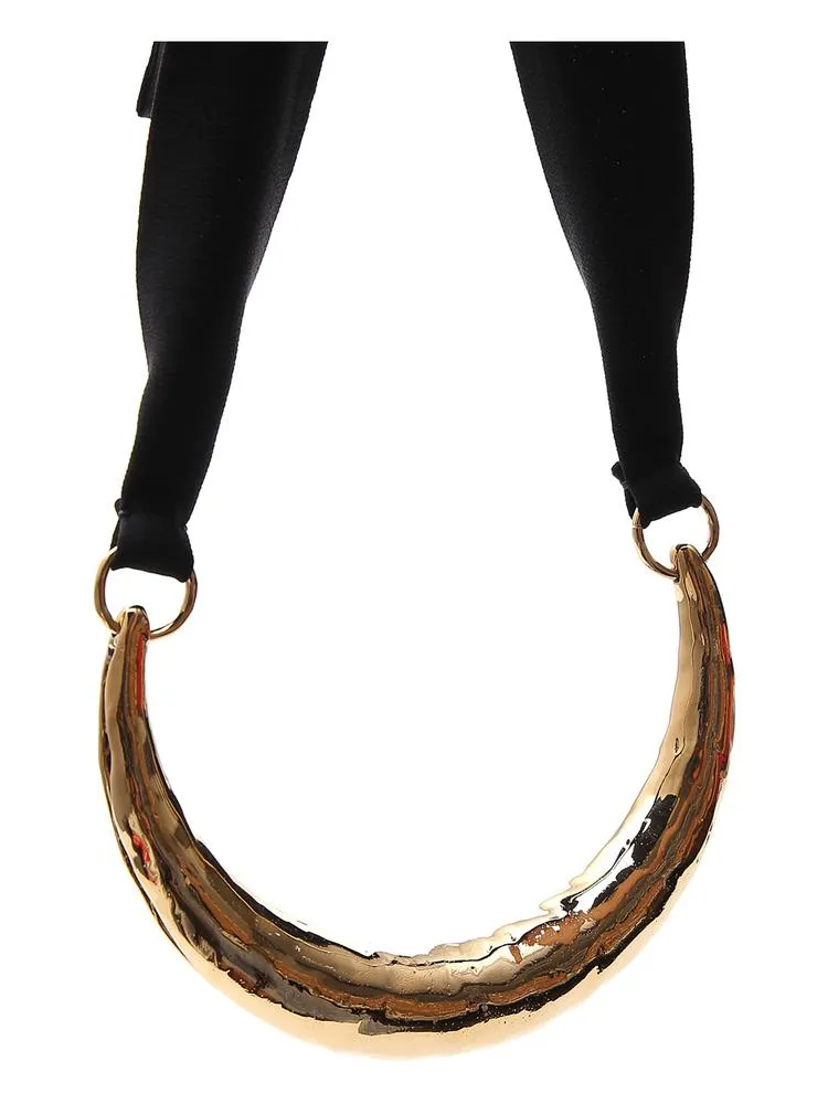 Marni Ribbon Tie Metal Choker Necklace