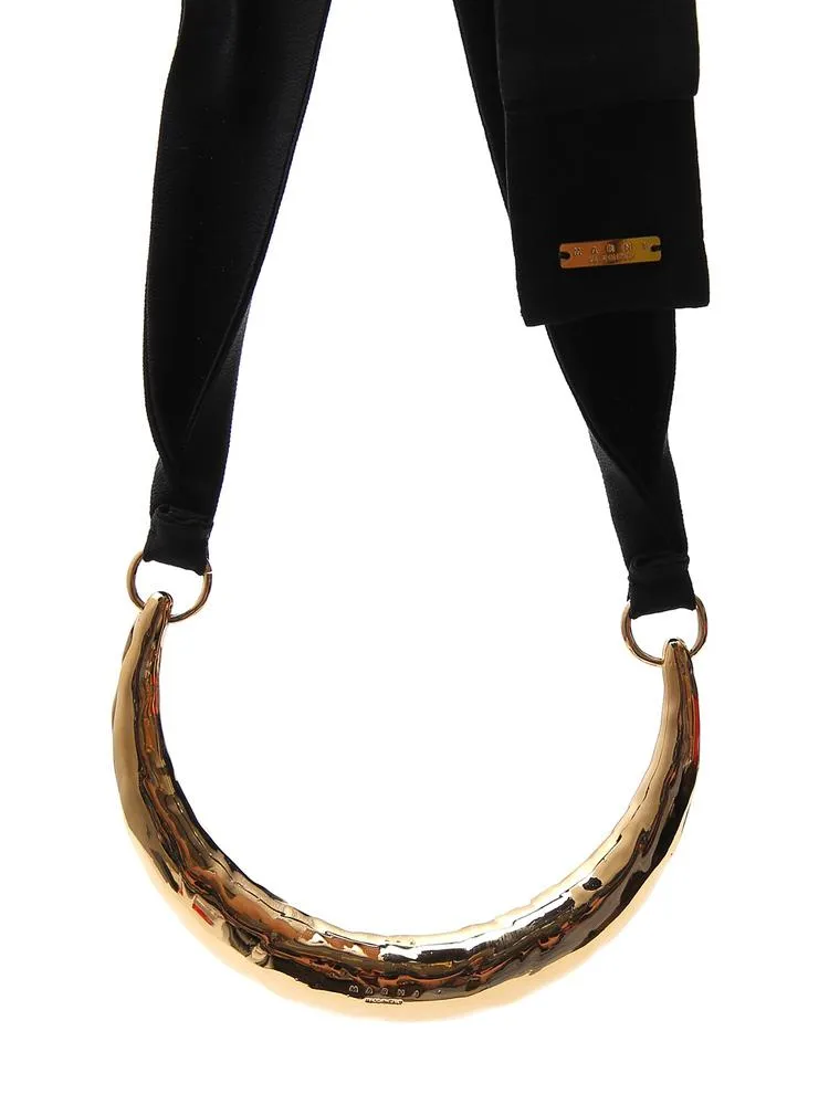 Marni Ribbon Tie Metal Choker Necklace