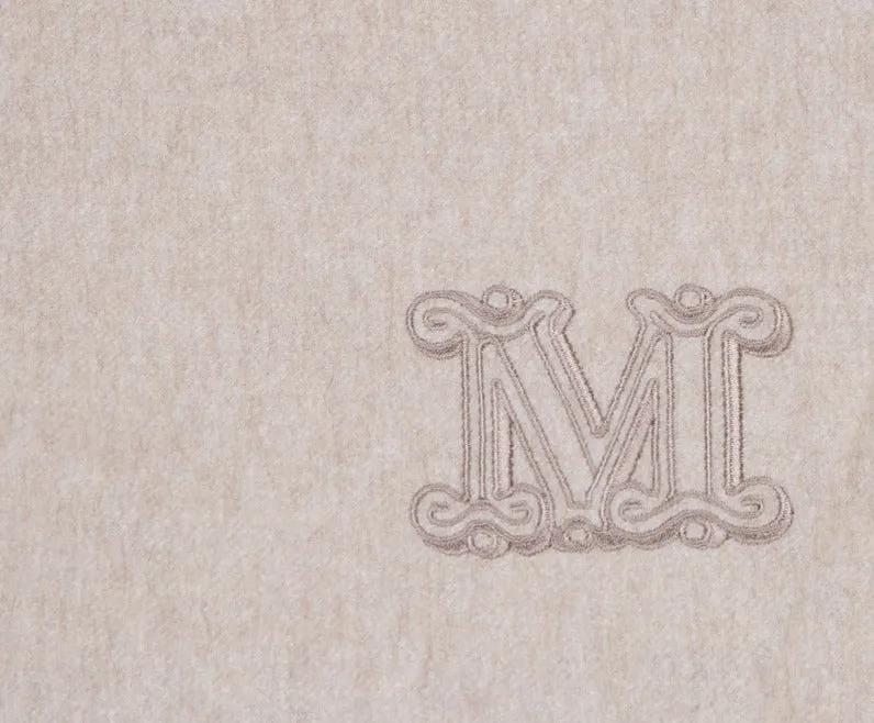 Max Mara Logo Embroidered Fringed Scarf