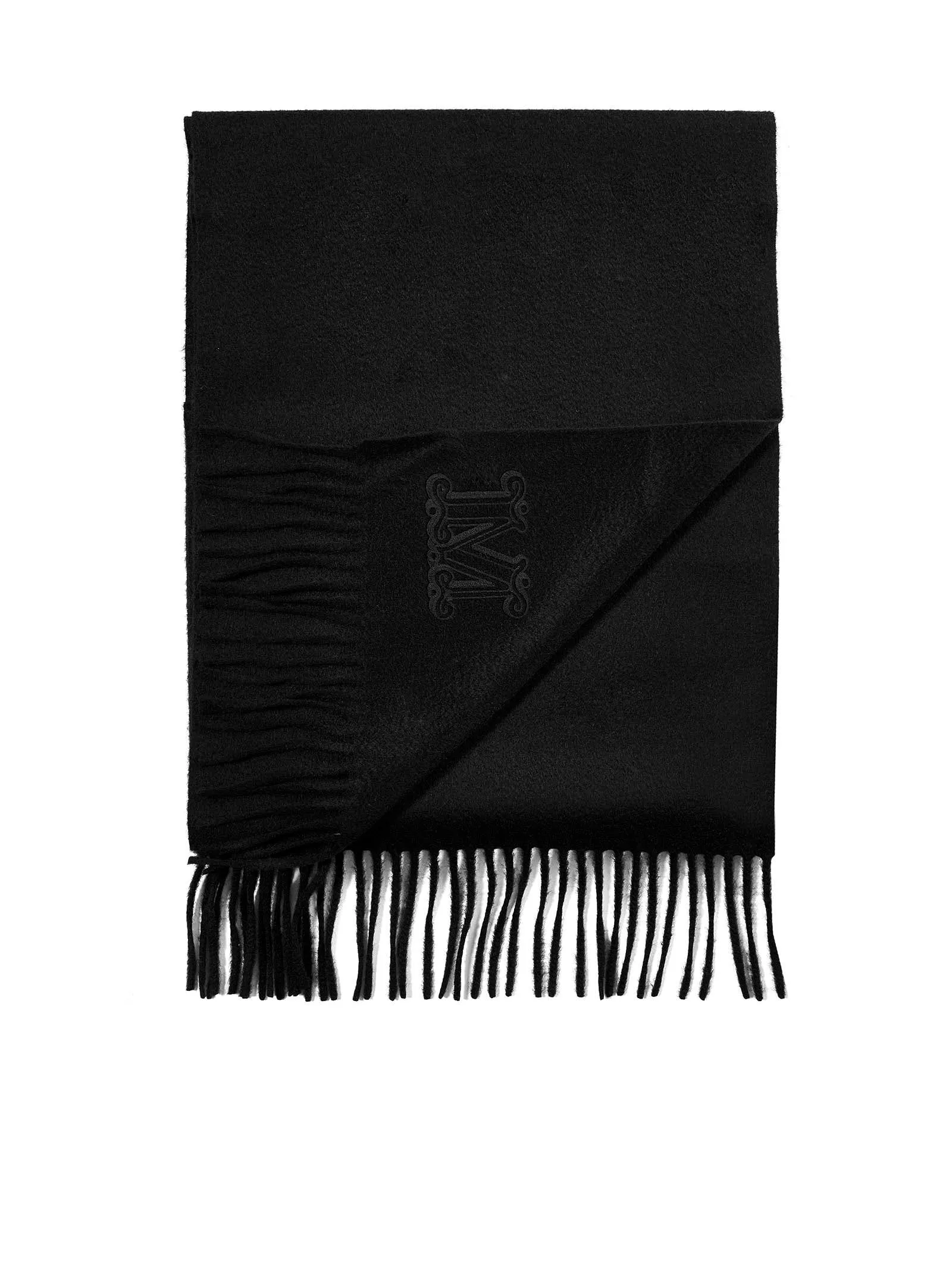 Max Mara Logo Embroidered Fringed Scarf
