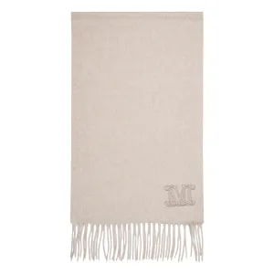 Max Mara Logo Embroidered Fringed Scarf