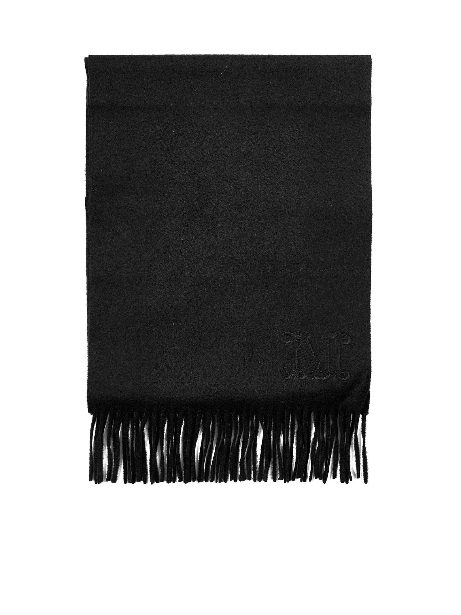 Max Mara Logo Embroidered Fringed Scarf