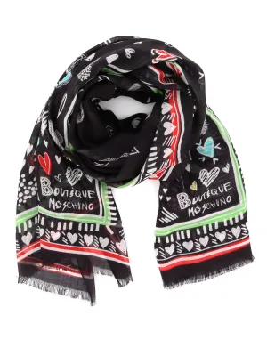 Moschino All-Over Heart Printed Scarf