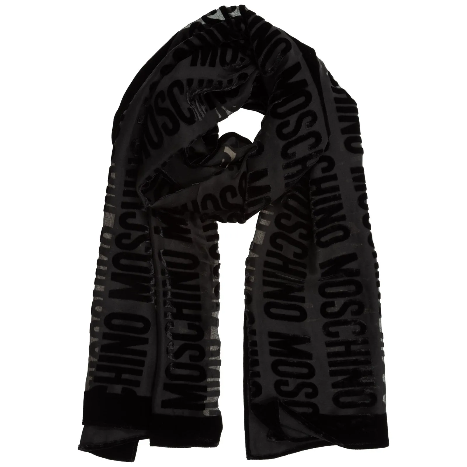Moschino All-Over Print Logo Silk Scarf