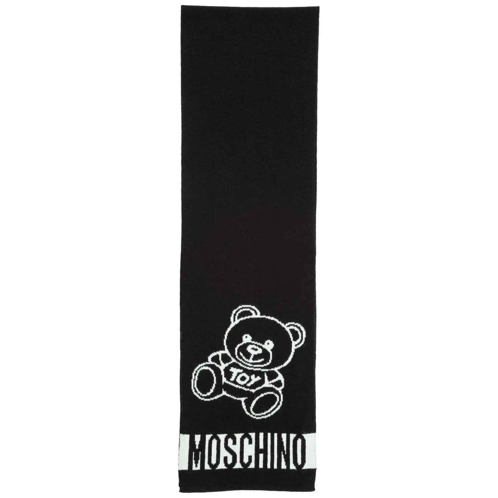 Moschino Contrasting Logo Teddy Bear Scarf