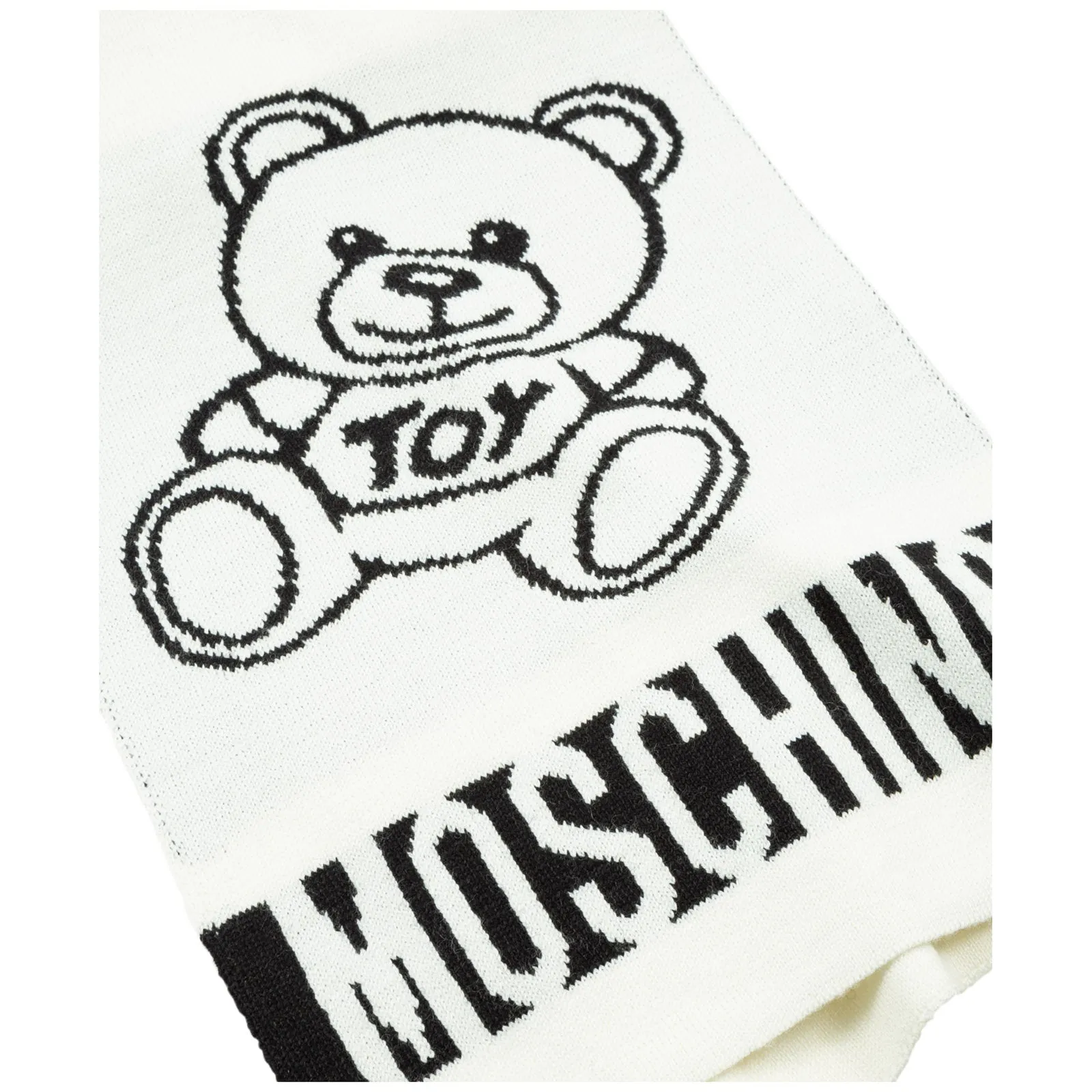 Moschino Contrasting Logo Teddy Bear Scarf