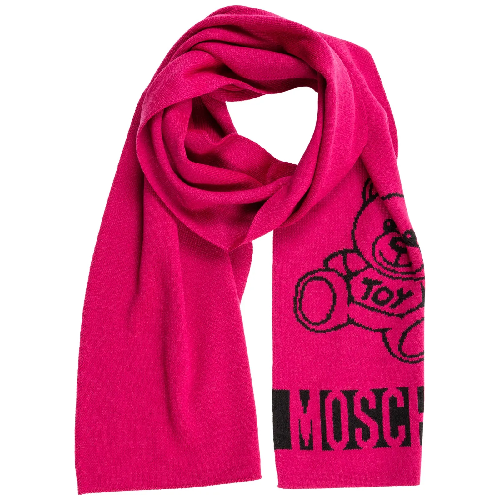 Moschino Contrasting Logo Teddy Bear Scarf