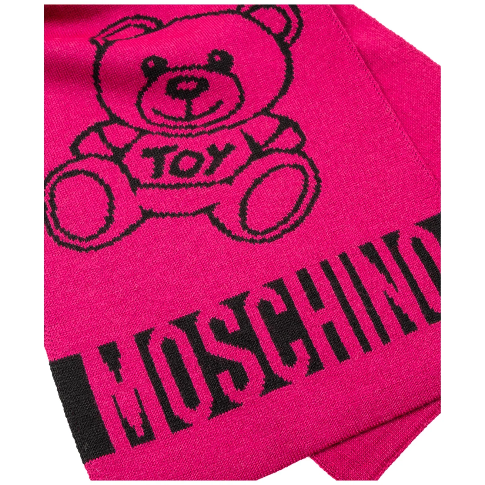 Moschino Contrasting Logo Teddy Bear Scarf