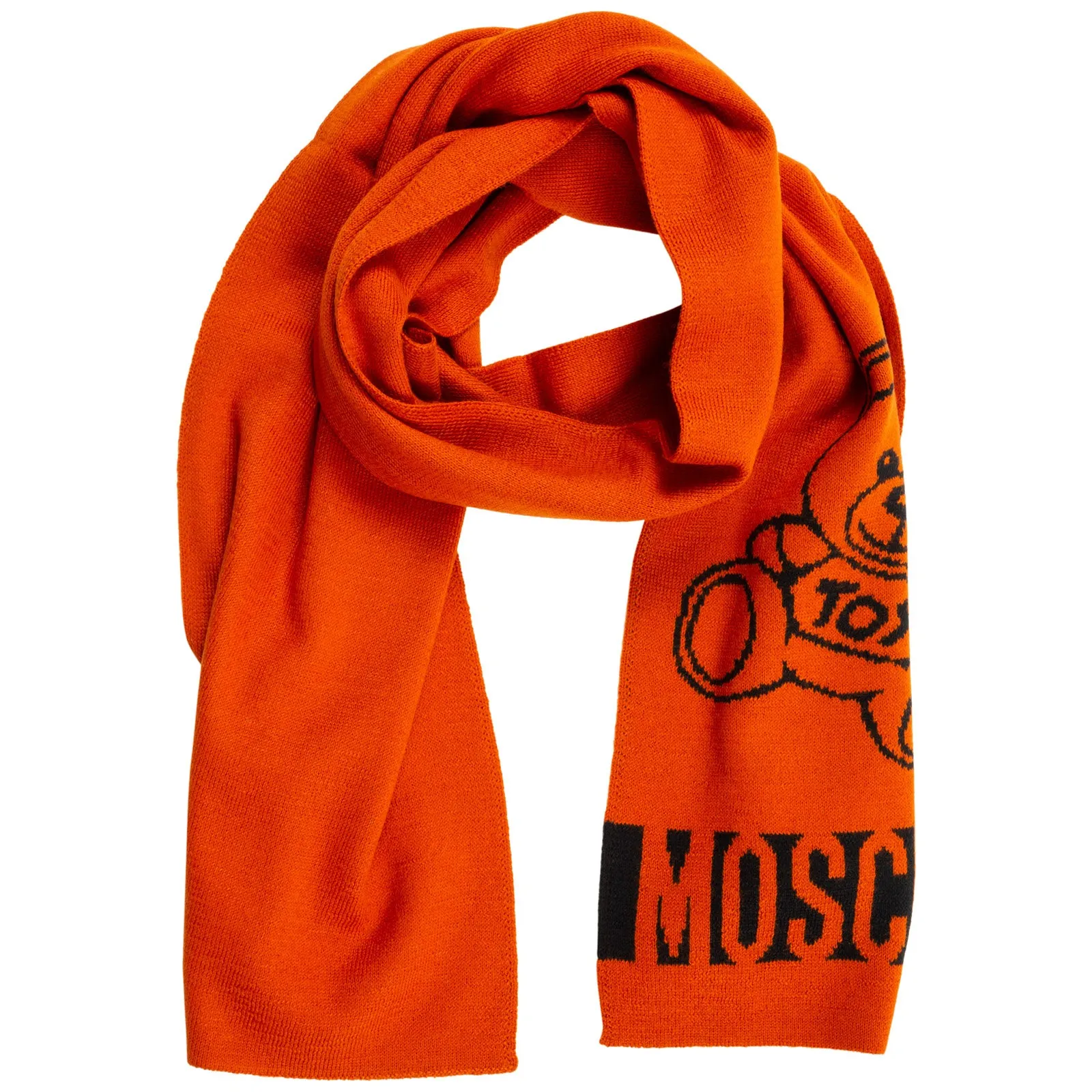Moschino Contrasting Logo Teddy Bear Scarf