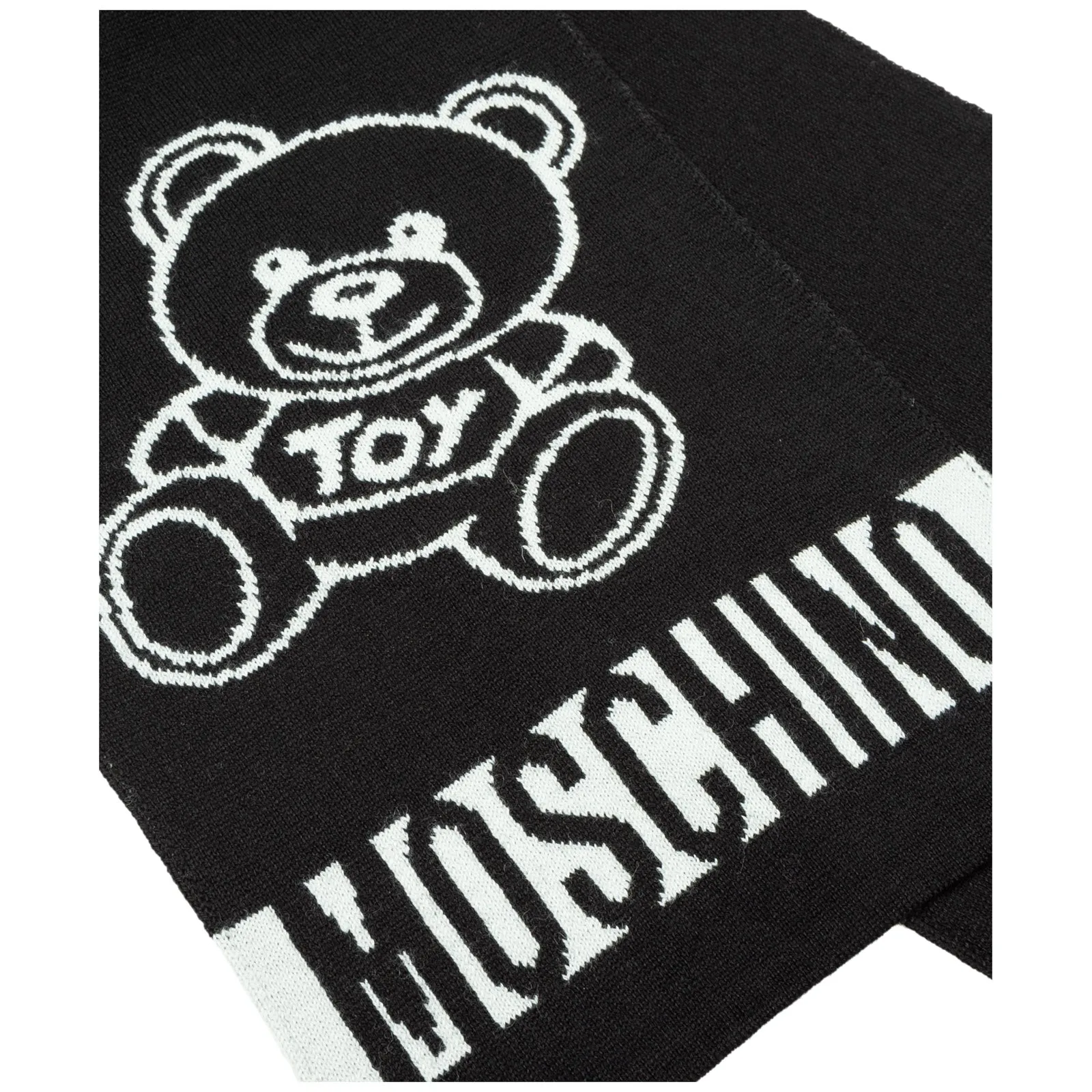 Moschino Contrasting Logo Teddy Bear Scarf
