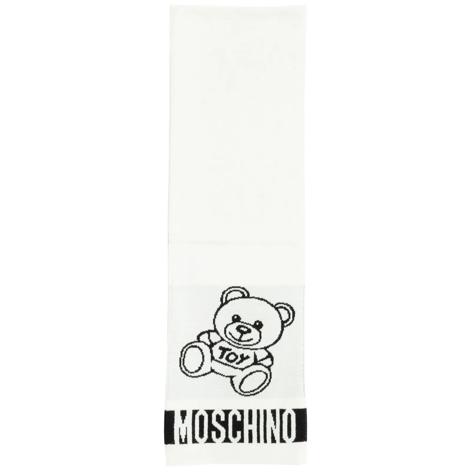 Moschino Contrasting Logo Teddy Bear Scarf