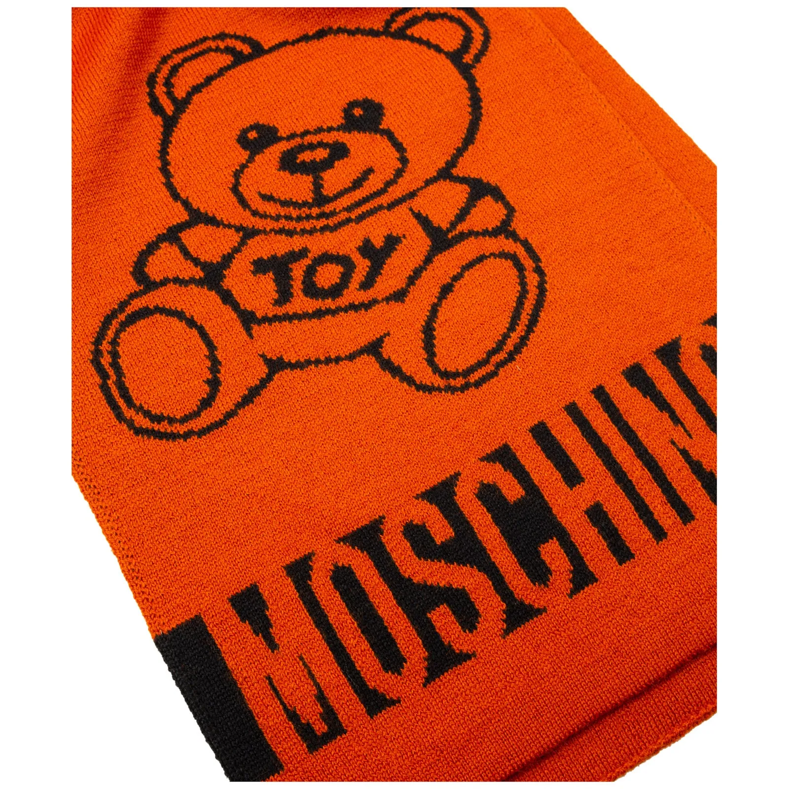 Moschino Contrasting Logo Teddy Bear Scarf