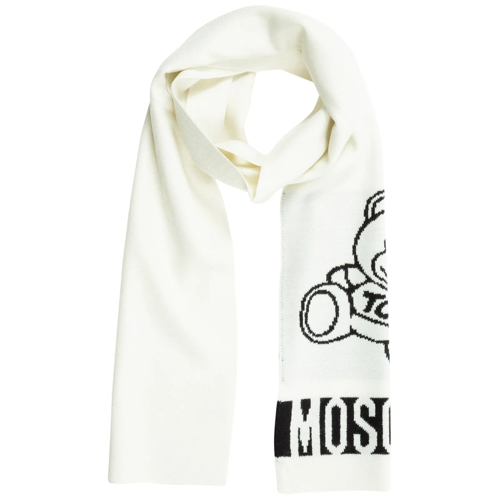 Moschino Contrasting Logo Teddy Bear Scarf