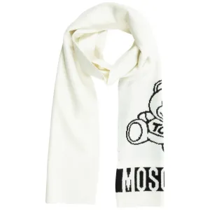 Moschino Contrasting Logo Teddy Bear Scarf
