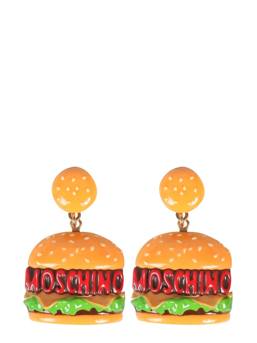 Moschino Hamburger Logo Detailed Clip-On Earrings