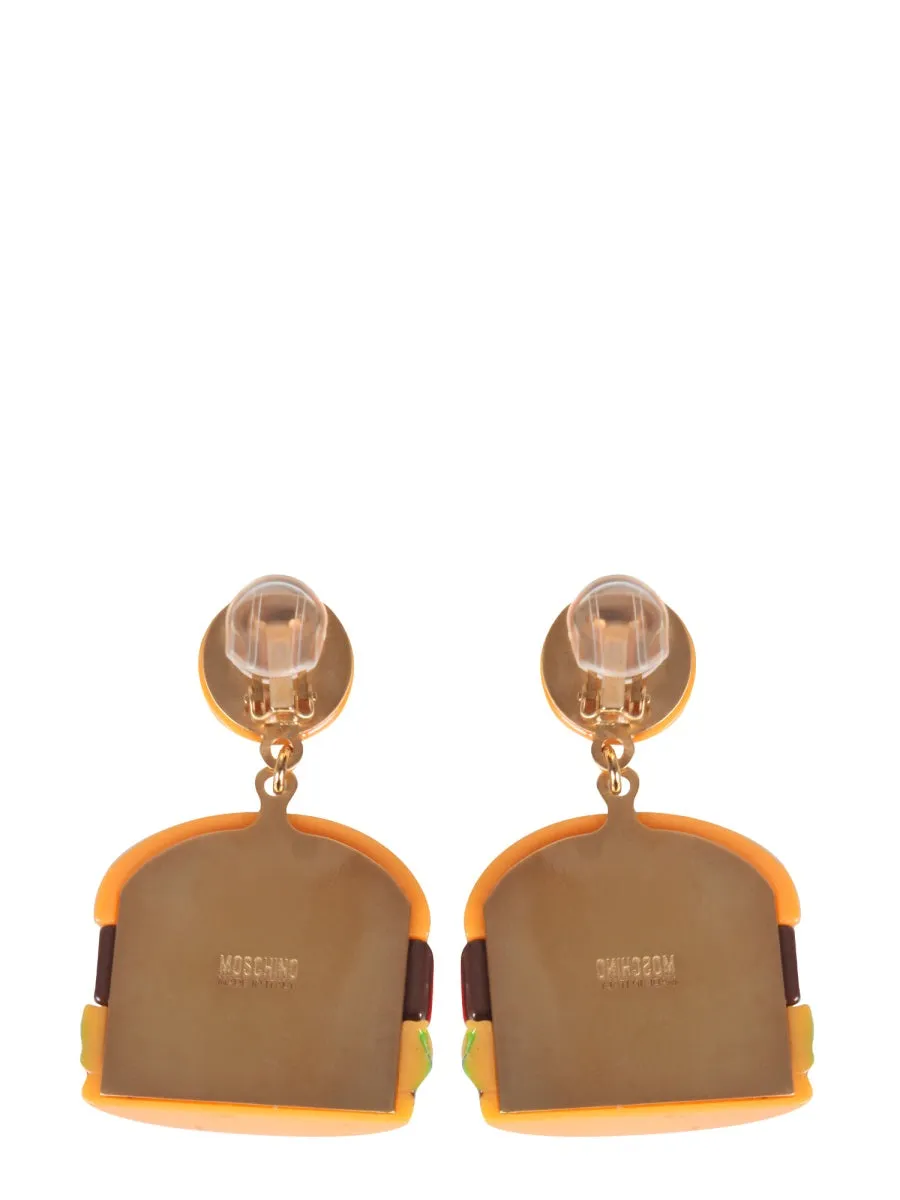 Moschino Hamburger Logo Detailed Clip-On Earrings