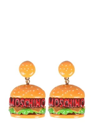 Moschino Hamburger Logo Detailed Clip-On Earrings