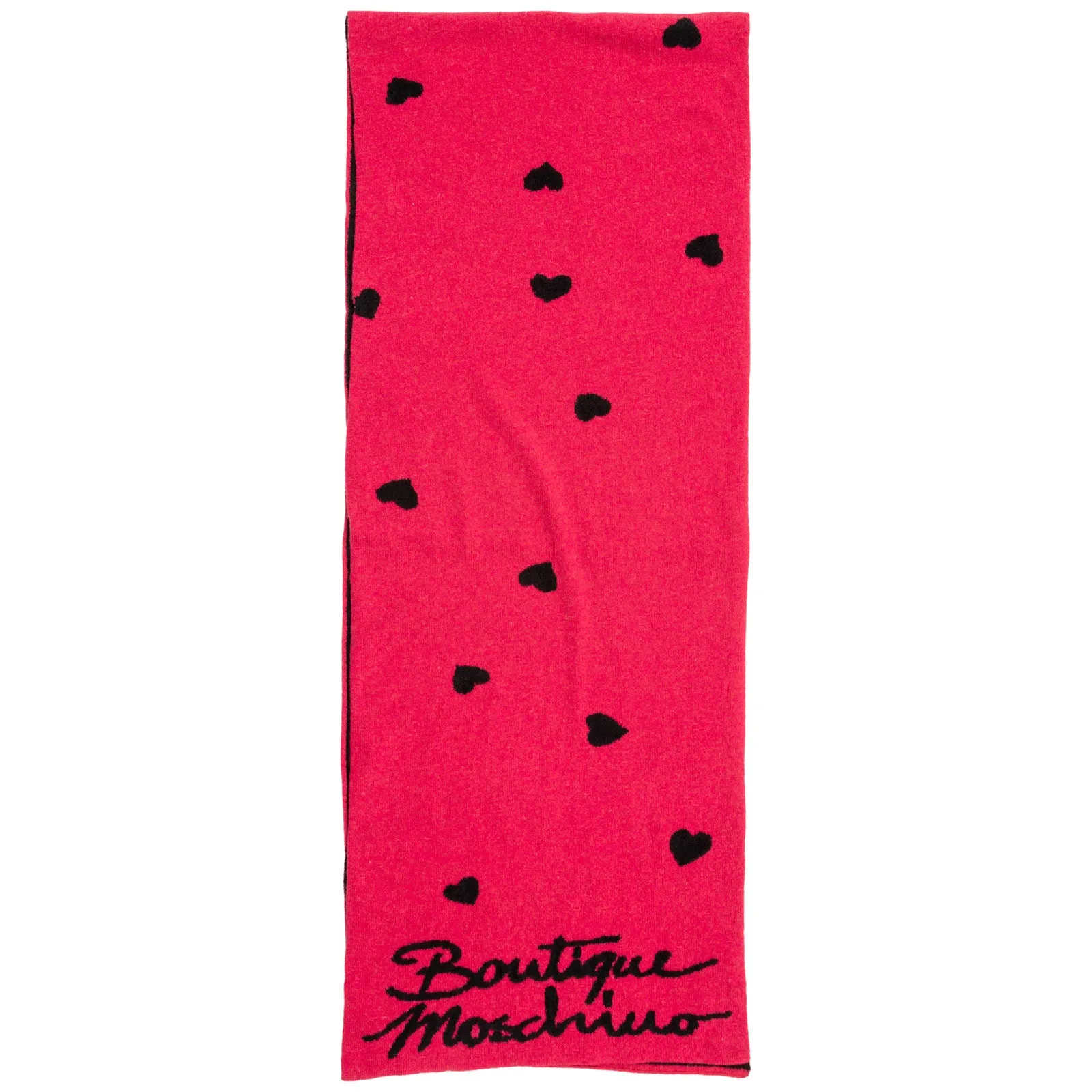 Moschino Heart Patterned Logo Intarsia Scarf