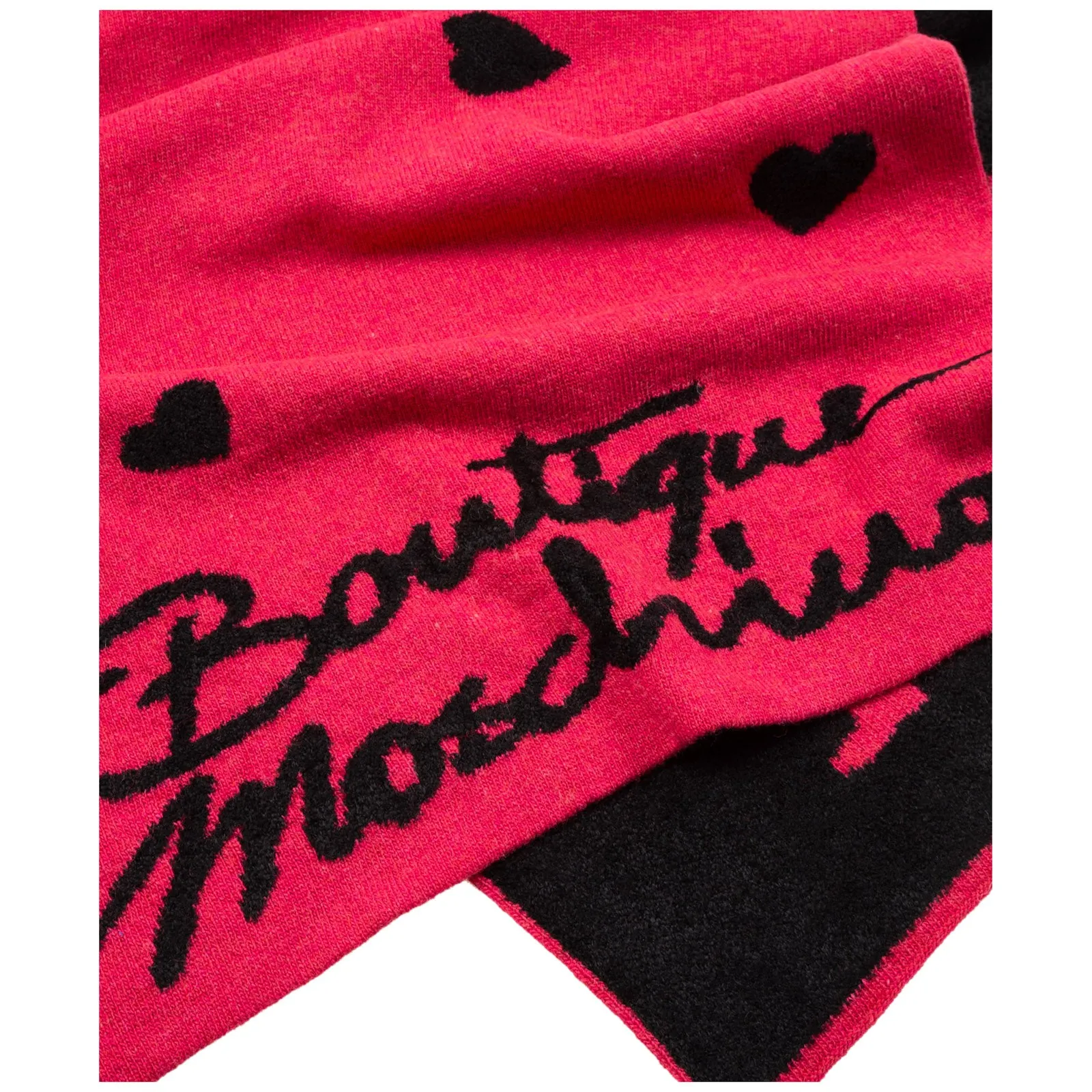 Moschino Heart Patterned Logo Intarsia Scarf