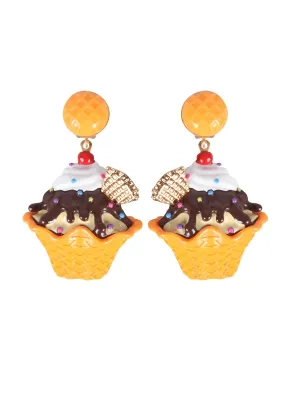 Moschino Ice Cream Waffle Bowls Clip-On Earrings