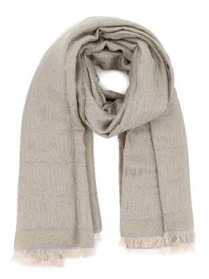 Moschino Logo Jacquard Frayed Edge Scarf