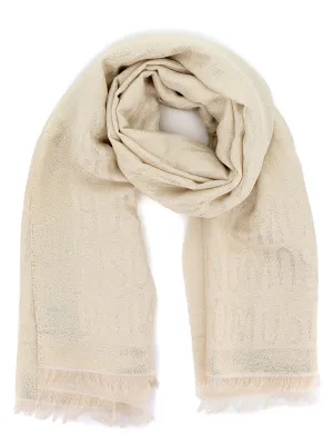 Moschino Logo Jacquard Frayed Edge Scarf