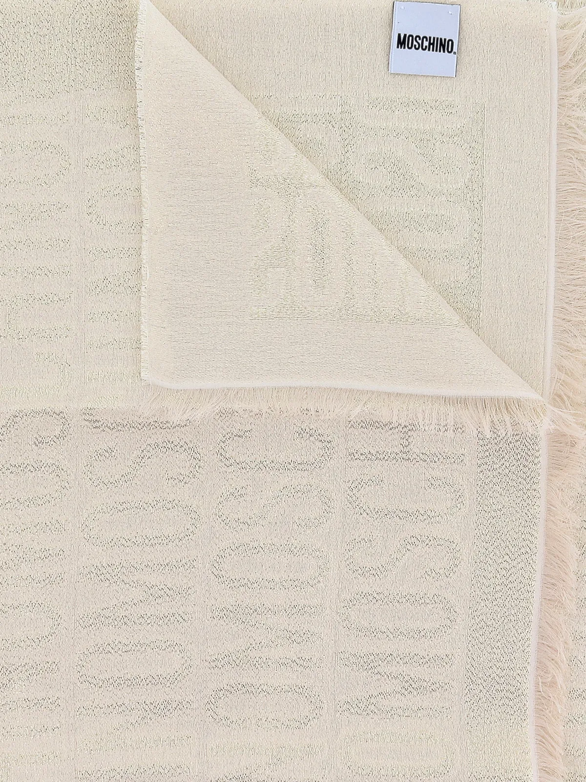 Moschino Logo Jacquard Frayed Edge Scarf