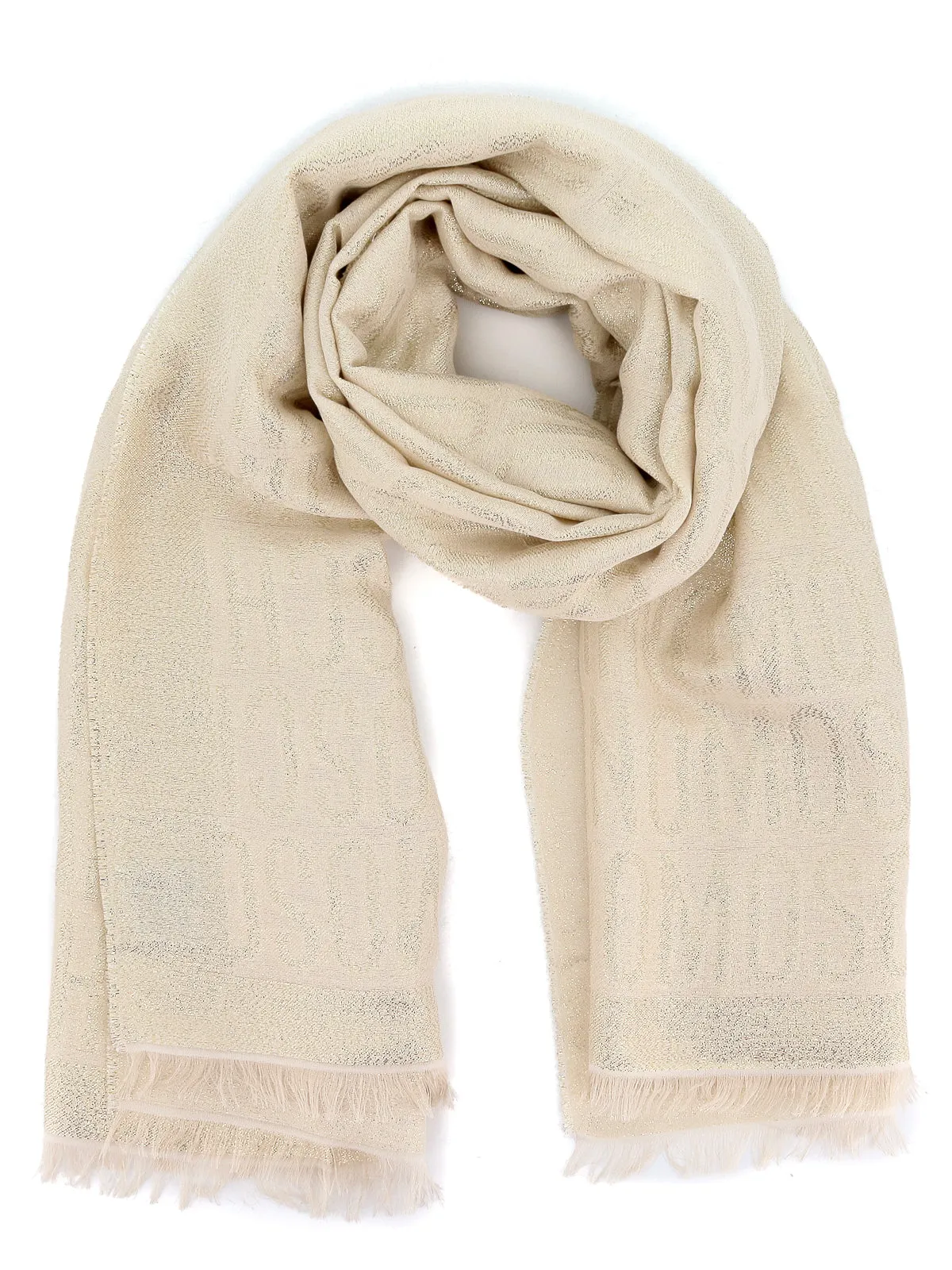 Moschino Logo Jacquard Frayed Edge Scarf