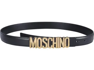 Moschino Logo Plaque Buckle Belt