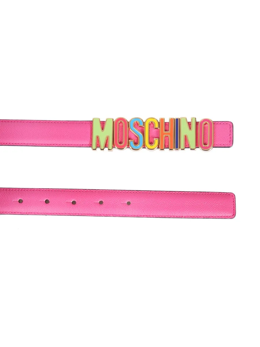 Moschino Rainbow Logo Plaque Belt