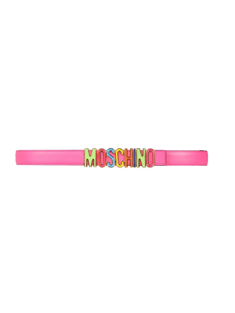 Moschino Rainbow Logo Plaque Belt