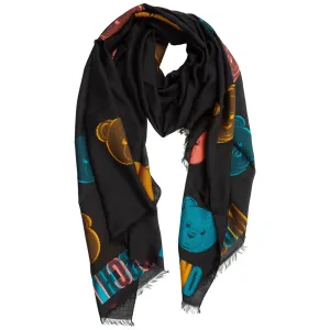 Moschino Teddy Bear Motif Detailed Scarf