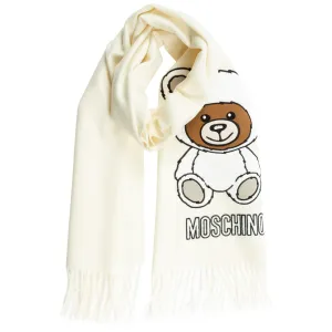 Moschino Teddy Embroidered Fringed Edge Scarf